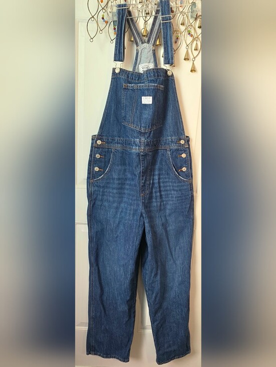 Levi's Denim - Levi's Vintage Cut Denim Overalls Womens L Med-Dark Wash Relaxed Straight Leg